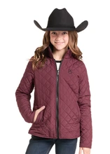 Panhandle Slim Girl's Reversible Wine Quilted Jacket