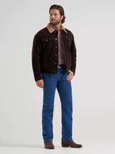 Wrangler Men's Cowboy Cut Sherpa-Lined Corduroy Jacket - Black Coffee
