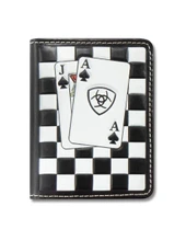M & F WESTERN PROD.INC., M&F Western Ariat Men's Checkered Cards Bifold Wallet - Black & White 