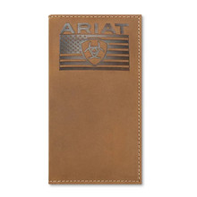 M&F Western Ariat Rodeo Style Flag Embossed Medium Brown Men's Wallet