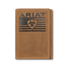 M&F Western Ariat Trifold Embossed Medium Brown Wallet For Men