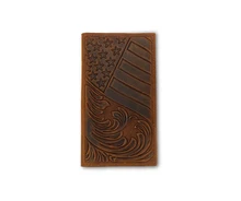 M&F Western 3D Men's American Flag Embossed Rodeo Wallet - Medium Brown