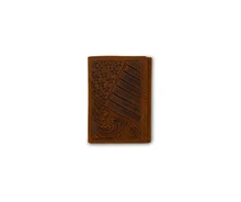 M&F Western 3D American Flag Embossed Trifold Medium Brown Men's Wallet