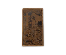 M&F Western Nocona Cowboy Prayer Medium Brown Men's Rodeo Wallet