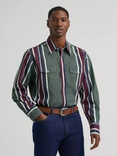 Field Olive Wrangler Vintage-Inspired Brushpopper Western Snap Workshirt
