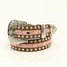 ARIAT Ariat Girl's Brown With Pink Floral Lace Belt ARIAT Ariat Girl's Brown With Pink Floral Lace Belt