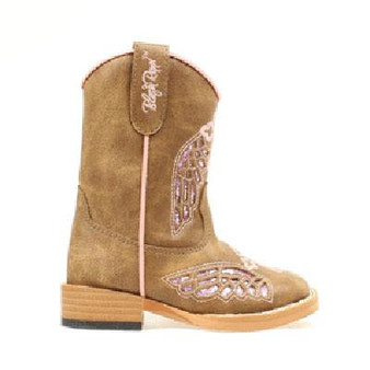 BLAZIN ROXX Blazin Roxx Girl's Brown With Pink Gracie Wing Square Toe Cowgirl Boot 