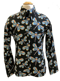 ROYAL HIGHNESS Royal Highness Multicolor Easy Care Dragon Flies Print Show Shirt 