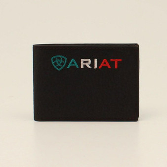ARIAT Ariat Men's Brown Rowdy Leather Bifold Mexico Logo Wallet 
