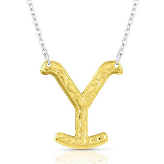 MONTANA SILVERSMITH Montana Silversmiths Yellowstone Y Brand Gold Western Necklace 