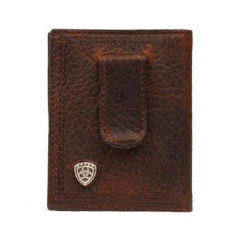 M & F Ariat Leather Bifold Money Clip Wallet  