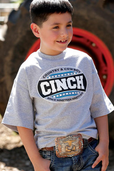 CINCH Cinch Boy's Grey Country & Cowboy Graphic Logo T Shirt 