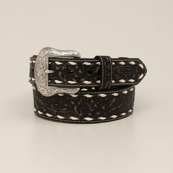 M & F Nocona Men's Distressed Black Leather Western Belt  