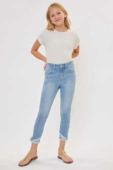 KANCAN KanCan Girl's Light Wash Summer High Rise Ankle Skinny Jean 