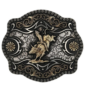 MONTANA SILVERSMITH Montana Silversmiths A Blaze Filigree Bull Rider Western Belt Buckle 