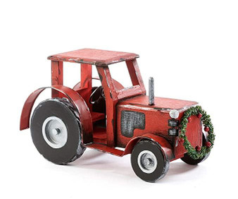 GIFTCRAFT Giftcraft  Pine Wood Red Tractor Christmas Decor  