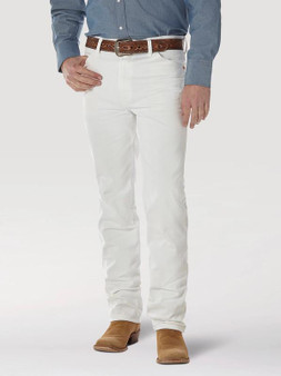 WRANGLER Wrangler Men's White Slim Fit Cowboy Cut Jean 
