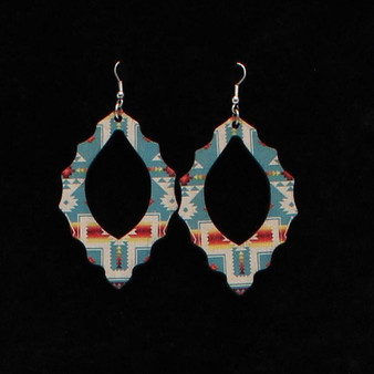 M & F Silver Strike Aztec Cutout teardrop Western Earrings  