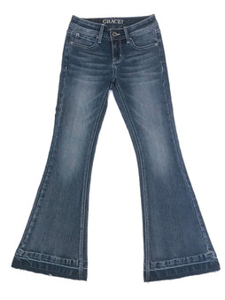 GRACE IN LA Grace In LA Girl's Release Hem Flare Trouser Jean 