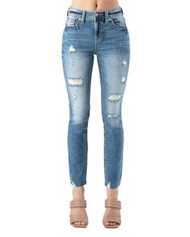 MISS ME Miss Me Women's Distressed High Rise 30" Slim Straight Leg Jean 