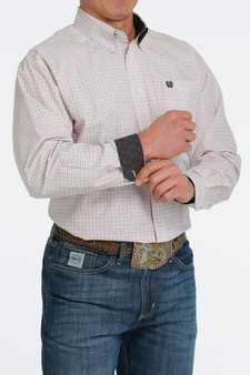 CINCH Cinch Men's White Plaid Button Down Western Shirt 
