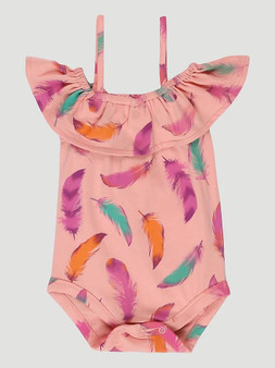 WRANGLER Wrangler Baby Girl's Pink Off The Shoulder Ruffle Bodysuit 