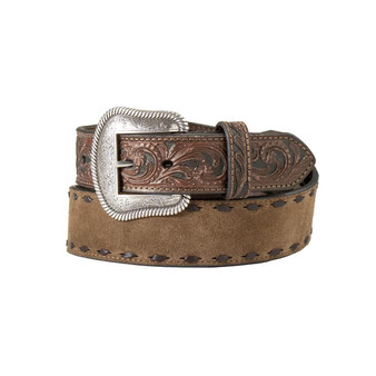 M & F Nocona Men's Bucklace Roughout Tan Leather Western Belt  