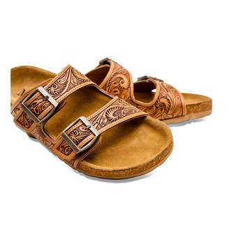 MYRA BAGS Myra Women's Brown Footo Western Hand-Tooled Sandals 