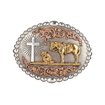 M & F Oval Pray Cowboy Buckle 