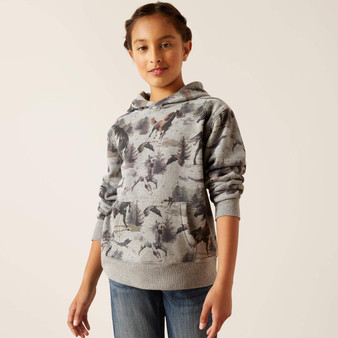ARIAT Ariat Girl's Heather Grey Misty Horse Hoodie 