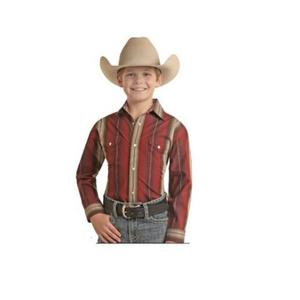 PANHANDLE SLIM Panhandle Slim Boy's Scarlet Serape Snap Stripe Cotton Shirt 
