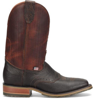 DOUBLE H BOOTS Double H Men's Dark Brown Baler Square Toe Western Leather Work Boot 