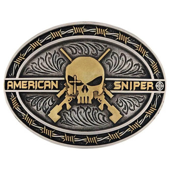 MONTANA SILVERSMITH Montana Silversmiths Men's Silver Gold Cover Fire Chris Kyle Attitude Buckle 