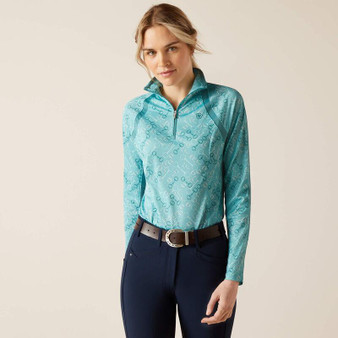 ARIAT Women's Sunstopper  3.0 1/4 Zip Baselayer Marine Blue Bit 