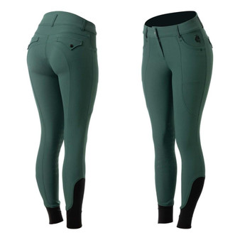 HORZE Annika Women's Silicone Knee Patch Breeches Hunter Green 