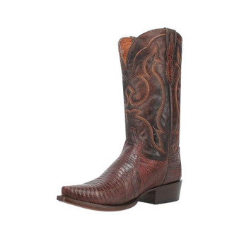 Dan Post Men's Brown Hearst Cognac Lizard Snip Toe Western Boot