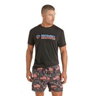 PANHANDLE SLIM Rock & Roll Denim Panhandle Slim Men's Blue American Volley Swim Short 