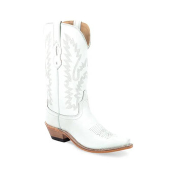 OLD WEST BOOTS Jama Old West Women's White Stitched Snip Toe Leather Boot 