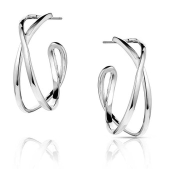 MONTANA SILVERSMITH Montana Silversmiths Women's Silver Daring Crossed Hoop Earrings 