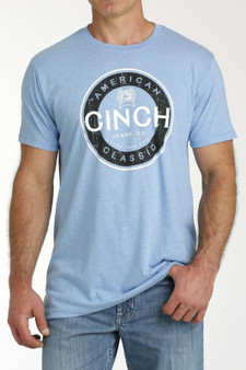 CINCH Cinch Men's Light Blue Cotton Poly Jeans Tee 