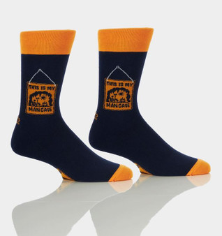 GIFTCRAFT Giftcraft Yo & Co Men's Navy And Orange Man Cave Socks 