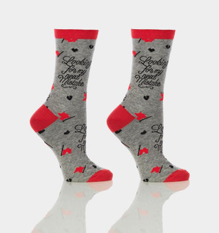 GIFTCRAFT Giftcraft Yo & Co Women's Grey Looking For My Next Mistake Crew Socks 