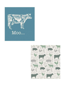 GIFTCRAFT Giftcraft Maison Cow Reusable Dish Cloth Set of 2 