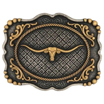 MONTANA SILVERSMITH Montana Silversmiths Men's Framed Longhorn Attitude Buckle 