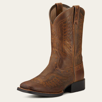 ARIAT Ariat Boy's Distressed Brown Honor Western Square Toe Boot 