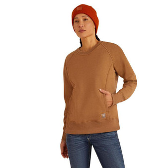 ARIAT Ariat Women's Rebar Khaki Heather Traverse Cropped Sweatshirt 
