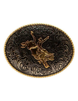 M & F M&F Crumrine Men's Bronze Bull Rider Motif Oval Antique Belt Buckle 