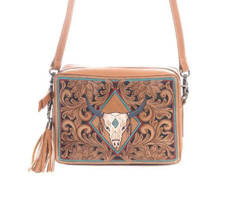 MYRA BAGS Myra Women's Tan Age Of The Steer Small Hand-Tooled Bag 