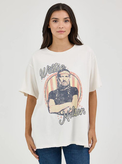 WRANGLER Wrangler Women's Marshmallow Willie Nelson Oversized Band Tee 