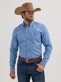 WRANGLER Wrangler Men's Blue Diamonds Cody Johnson Button Down Tall Shirt 